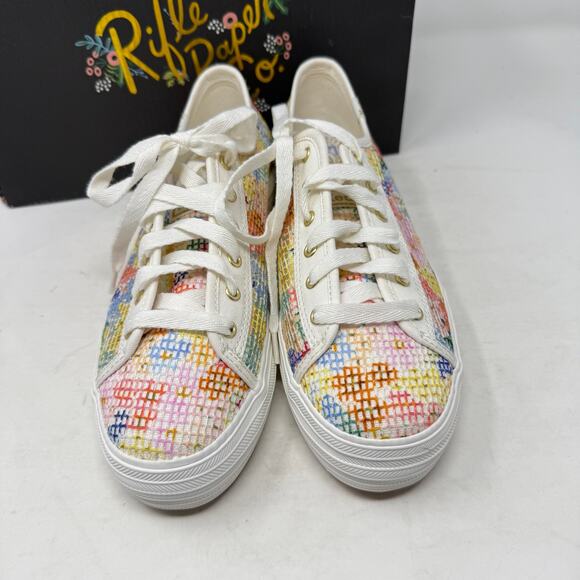 Keds x Rifle Paper Co. Triple Kick Mesh Margaux Floral Platform Sneakers Size 7M - Picture 3 of 13